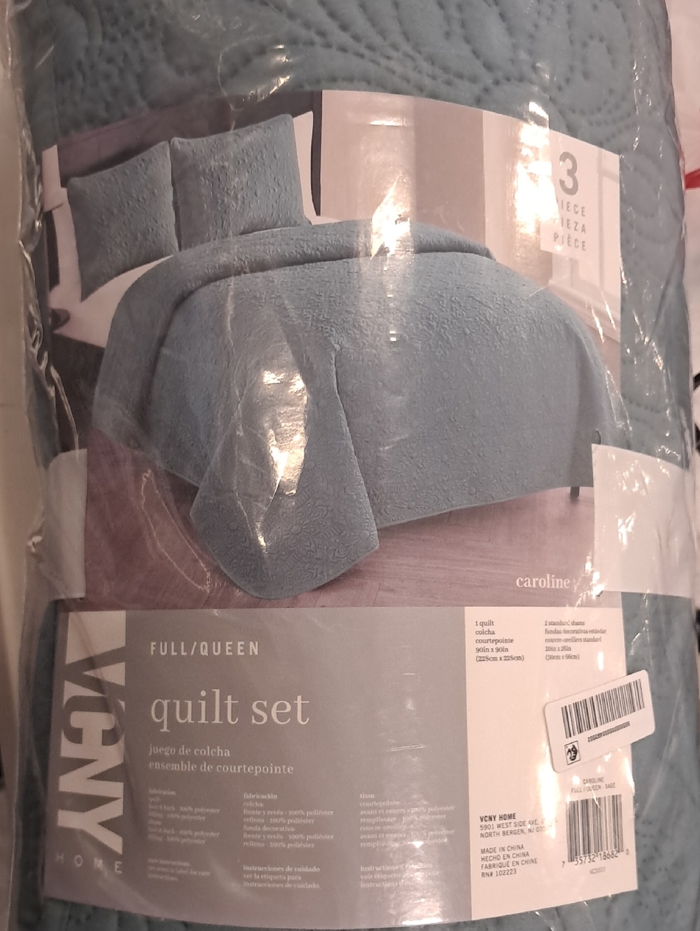 VCNY Home Caroline Full/Queen Quilted Bedding Set in Light Blue